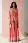 Buy_Surbhi Gupta_Pink Jacket  Blouse Cotton Silk Sharara Printed And Set _at_Aza_Fashions