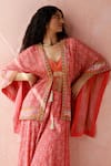 Surbhi Gupta_Pink Jacket  Blouse Cotton Silk Sharara Printed And Set _Online_at_Aza_Fashions