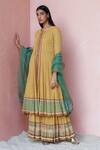 Buy_Surbhi Gupta_Yellow Anarkali Georgette Inner Cotton Silk Sharara Georgette Printed Set _at_Aza_Fashions