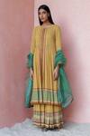 Surbhi Gupta_Yellow Anarkali Georgette Inner Cotton Silk Sharara Georgette Printed Set _Online_at_Aza_Fashions