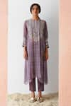 Buy_Surbhi Gupta_Purple Kurta Georgette Trouser Cotton Silk Printed And Pant Set  _at_Aza_Fashions