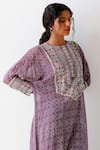 Buy_Surbhi Gupta_Purple Kurta Georgette Trouser Cotton Silk Printed And Pant Set  _Online_at_Aza_Fashions