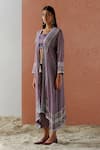 Surbhi Gupta_Purple Cape Georgette Blouse And Trousers Cotton Printed & Pant Set  _Online_at_Aza_Fashions