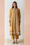 Buy_Surbhi Gupta_Yellow Kurta Georgette Trouser Cotton Silk Printed And Pant Set  _at_Aza_Fashions