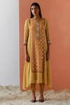 Buy_Surbhi Gupta_Yellow Kurta Georgette Dhoti Pant Crepe Silk Printed And Set  _at_Aza_Fashions