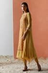 Buy_Surbhi Gupta_Yellow Kurta Georgette Dhoti Pant Crepe Silk Printed And Set  _Online_at_Aza_Fashions