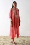 Shop_Surbhi Gupta_Red Kurta Georgette Trouser Cotton Silk Inner Printed And Pant Set  _at_Aza_Fashions