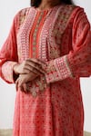 Buy_Surbhi Gupta_Red Kurta Georgette Trouser Cotton Silk Inner Printed And Pant Set  _Online_at_Aza_Fashions