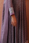 Buy_Surbhi Gupta_Purple Anarkali Georgette Inner And Trousers Cotton Printed Set  _Online_at_Aza_Fashions