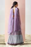 Shop_Surbhi Gupta_Purple Blouse Cotton Silk Lehenga Georgette Dupatta Organza Printed Set _at_Aza_Fashions