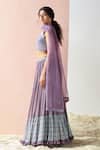 Surbhi Gupta_Purple Blouse Cotton Silk Lehenga Georgette Dupatta Organza Printed Set _Online_at_Aza_Fashions