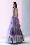 Surbhi Gupta_Purple Blouse Cotton Silk Lehenga Georgette Dupatta Organza V Printed Set _Online_at_Aza_Fashions