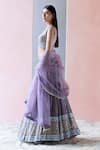 Buy_Surbhi Gupta_Purple Blouse Cotton Silk Lehenga Georgette Dupatta Organza V Printed Set _Online_at_Aza_Fashions