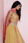 Buy_Surbhi Gupta_Yellow Blouse Cotton Silk Lehenga Georgette Dupatta Organza Printed Set _Online_at_Aza_Fashions