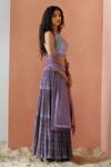 Surbhi Gupta_Purple Blouse Cotton Silk Lehenga Georgette Dupatta Organza Printed Set _Online_at_Aza_Fashions