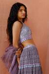 Buy_Surbhi Gupta_Purple Blouse Cotton Silk Lehenga Georgette Dupatta Organza Printed Set _Online_at_Aza_Fashions