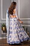 Shop_SAKSHI GIRRI_Blue Crepe And Chiffon Floral Print & Sequin Scoop Neck Lehenga Set_at_Aza_Fashions