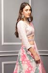 Sakshi Girri_Pink Crepe And Chiffon & Embellished Floral V Lehenga Set  _Online_at_Aza_Fashions