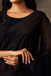 Shop_Shilpi Gupta_Black Silk Organza Embroidered Pre-draped Saree With Blouse_Online_at_Aza_Fashions