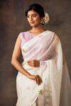 Buy_SHILPI GUPTA_White Silk Organza Embroidery Round Pre-draped Saree With Blouse _Online_at_Aza_Fashions