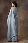 Shop_SHILPI GUPTA_Blue Silk Organza Embroidery Round Pre-draped Saree With Blouse _at_Aza_Fashions