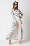 Buy_Sakshi Girri_Blue Wrinkled Cotton Embroidery Round Printed Jacket And Pant Set _at_Aza_Fashions
