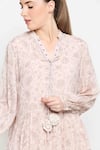 Buy_Sakshi Girri_Beige Chinon Chiffon Embroidery V Neck Printed Dress  _Online_at_Aza_Fashions