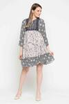 Buy_Sakshi Girri_Blue Chinon Chiffon Printed Dress_at_Aza_Fashions