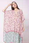 Shop_Sakshi Girri_Pink Chiffon Printed Kaftan And Pant Set_at_Aza_Fashions