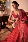 Shop Sawan Gandhi Red Chanderi , Banarasi , Spun Scoop Embroidered Bridal Lehenga Set at Aza Fashions Shop_Sawan Gandhi_Red Chanderi , Banarasi , Spun Scoop Embroidered Bridal Lehenga Set_at_Aza_Fashions