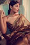 Sawan Gandhi_Gold Tissue Silk Saree With Banarasi Blouse_Online_at_Aza_Fashions