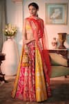 Buy_Sawan Gandhi_Multi Color Raw Silk Square Neck Embroidered Bridal Lehenga Set  _at_Aza_Fashions