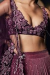 Shop_Sawan Gandhi_Purple Georgette Embellished Lehenga Set_at_Aza_Fashions
