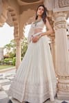 Sawan Gandhi_White Embroidered Lehenga Set_Online_at_Aza_Fashions