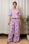 Buy_Shiori_Purple Chanderi Printed Floral Pant _at_Aza_Fashions