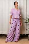 Shiori_Purple Chanderi Printed Floral Pant _Online_at_Aza_Fashions