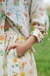 Pozruh by Aiman_White Pure Hemp Floral Printed Skirt Set_at_Aza_Fashions