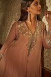 Shop_Label Sanya Gulati_Pink Viscose Georgette Embroidered Kurta And Pant Set _Online_at_Aza_Fashions