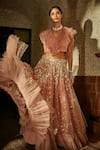 Buy_Label Sanya Gulati_Pink Organza Embroidered Lehenga Set _at_Aza_Fashions