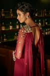 Buy_Label Sanya Gulati_Maroon Viscose Georgette Embroidered Gown _Online_at_Aza_Fashions