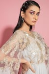 Label Sanya Gulati_Grey Net Embroidered Gown _Online_at_Aza_Fashions