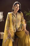 Buy_Label Sanya Gulati_Yellow Crepe Embroidered Kurta Set For Women_at_Aza_Fashions