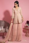 Shop_Sanya Gulati_Pink Georgette Embroidered Kurta Set_at_Aza_Fashions