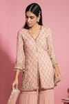 Sanya Gulati_Pink Georgette Embroidered Kurta Set_Online_at_Aza_Fashions