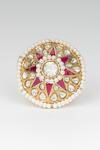 Buy_Osvag India_Gold Plated Pearls, Stones Embellished Ring _at_Aza_Fashions