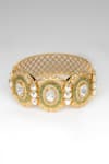 Shop_Osvag India_Gold Plated Crystals, Diamonds Polki Embellished Bangle _at_Aza_Fashions