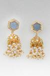 Buy_Osvag India_Gold Plated Applique, Pearls Polki Embellished Jhumkis _at_Aza_Fashions