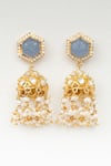 Osvag India_Gold Plated Applique, Pearls Polki Embellished Jhumkis _Online_at_Aza_Fashions