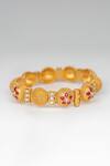 Shop_Osvag India_Gold Plated Diamonds, Stones Floral Embellished Bangle _at_Aza_Fashions