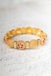 Shop_Osvag India_Gold Plated Diamonds, Stones Floral Embellished Bangle _Online_at_Aza_Fashions
